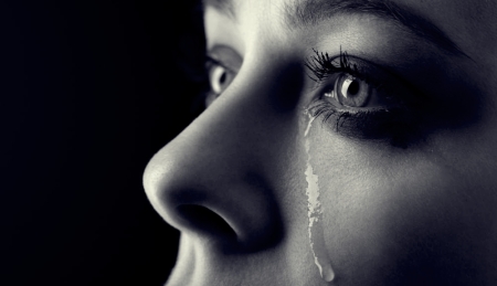 woman with tear drop